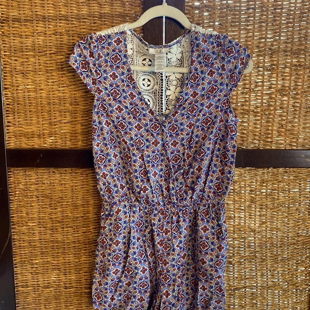 Joe B large blue salmon floral V neck romper